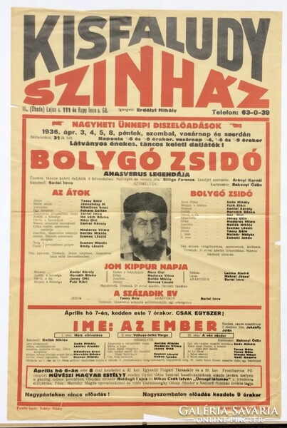 A Bolygó zsidó. - színházi plakát. 1936