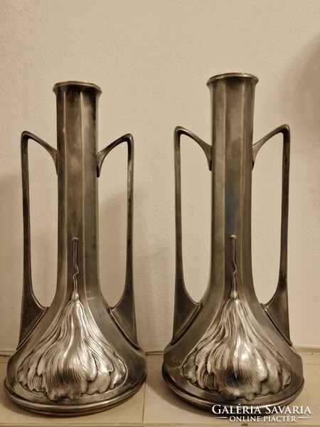 Unique and rare pair of ARGENTOR vases