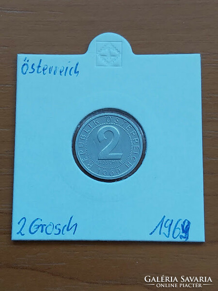 Austria 2 groschen 1969 alu. In a paper case