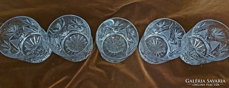 Polished crystal whiskey glasses, 5 pcs.