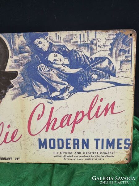 Charlie Chaplin dekorációs  Vintage fém tábla ÚJ! (30)