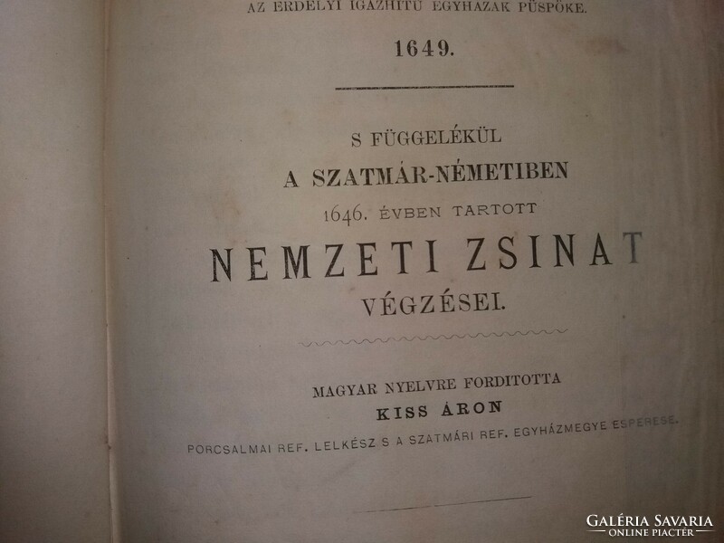 1875 Geleji Katona István :Egyházi kánonok egyházjogi könyv Szatmári Reform. Egyházmegye