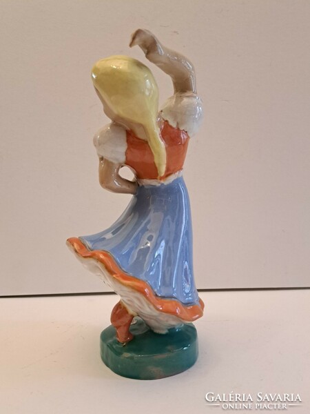 Hops dancing girl ceramic, dancing girl marked Hungarian ceramic figure