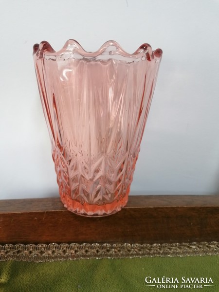 Pair of thick-walled pink glass vases