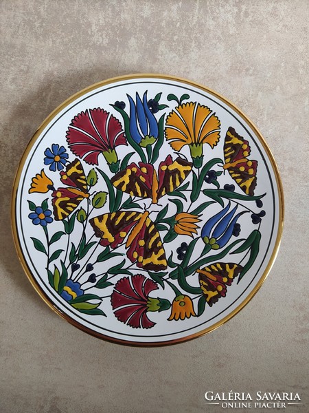 Manousakis keramik - csodás porcelán tányér pillangó és virág motívumokkal