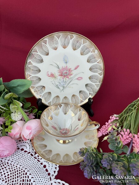 Beautiful German floral Bavarian tea trio set cup cake plate cookie breakfast set