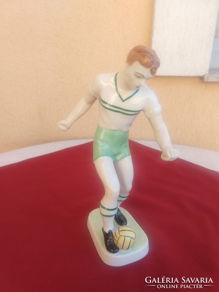 Hollóháza large green and white soccer player,, 27 cm,,, flawless,, discounted!..