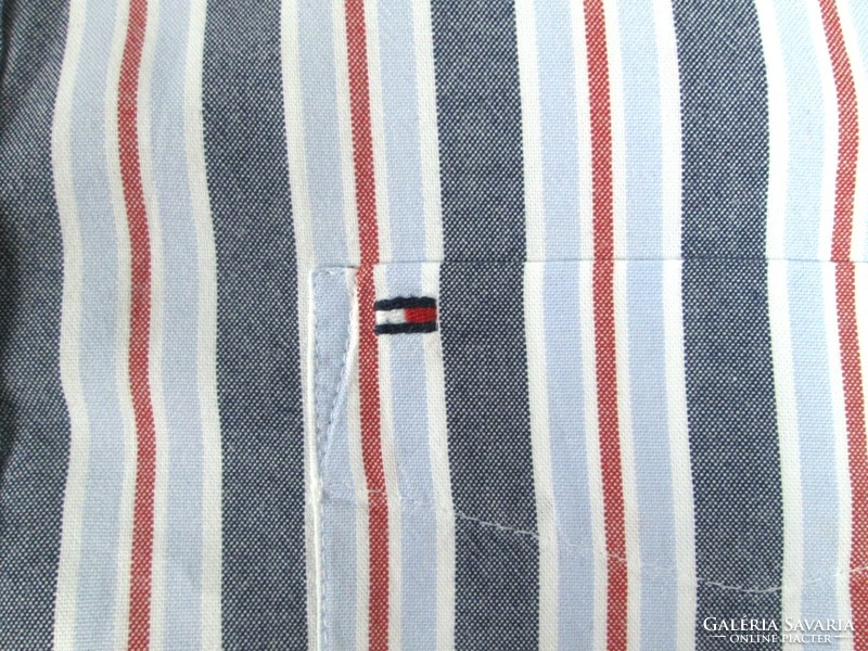 Original tommy hilfiger (l) elegant striped long sleeve men's shirt