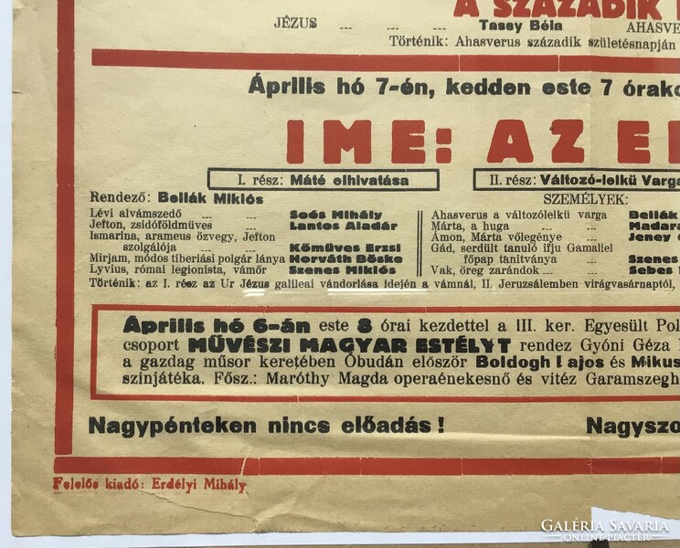 A Bolygó zsidó. - színházi plakát. 1936