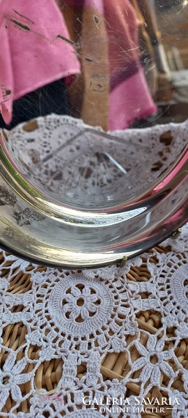 3 részes üveg kínáló ezüstözött tálcával