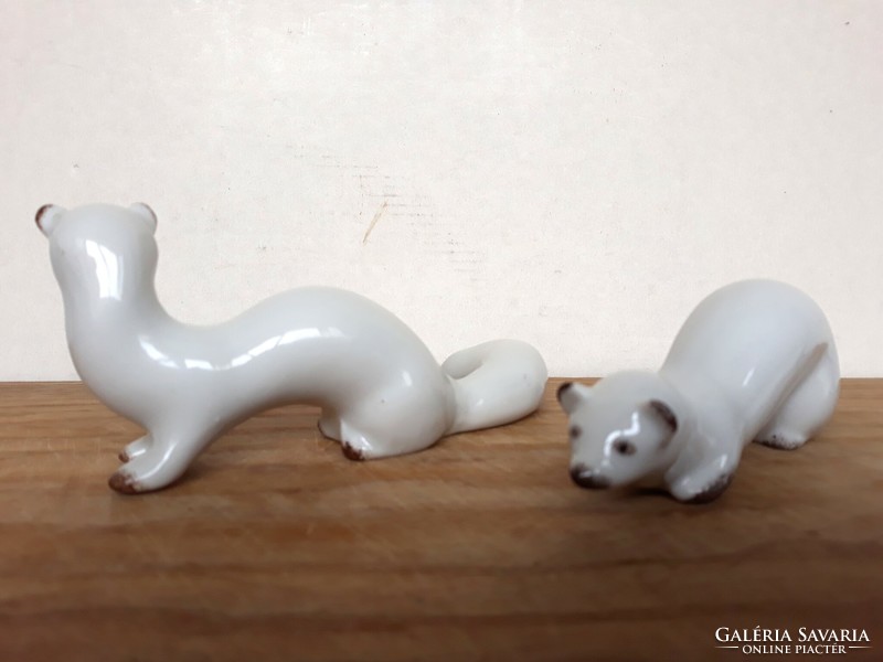 2 marked beautiful porcelain ermines