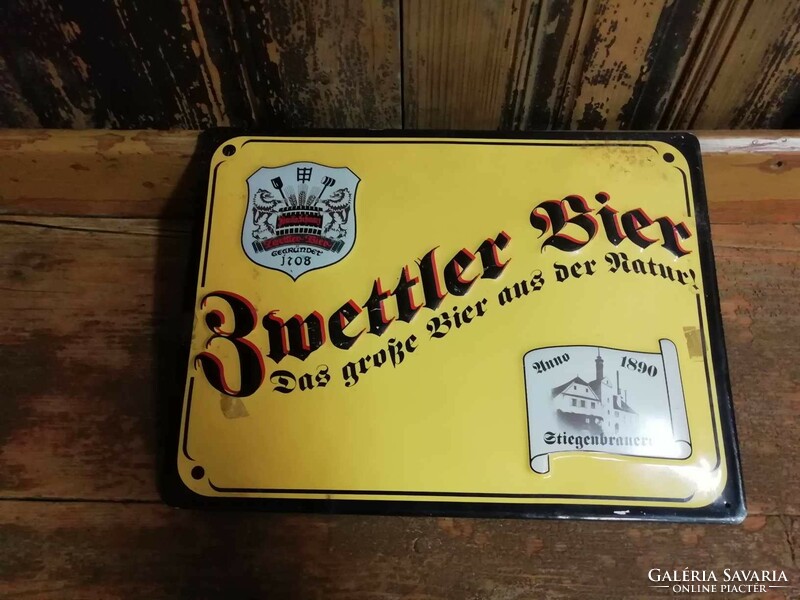 German beer advertising sign, not old, embossing, screen-printed, but not enamel, nice decoration