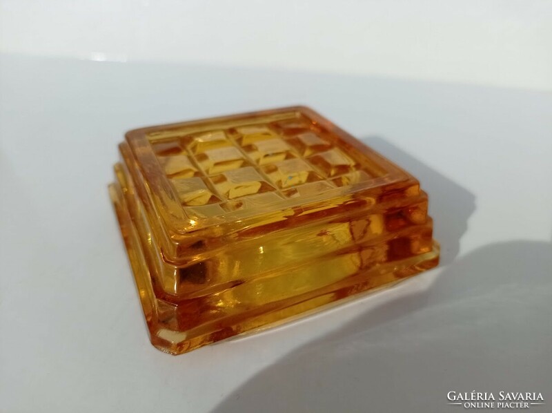 Amber / honey colored Czech glass ashtray
