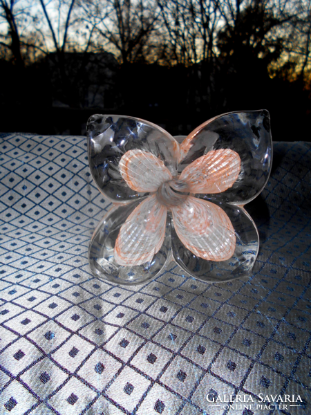 Muránói      üveg virág gyertyatartó ? -szép kézműves darab