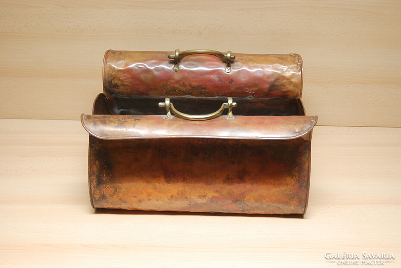 Red copper newspaper holder, firewood holder