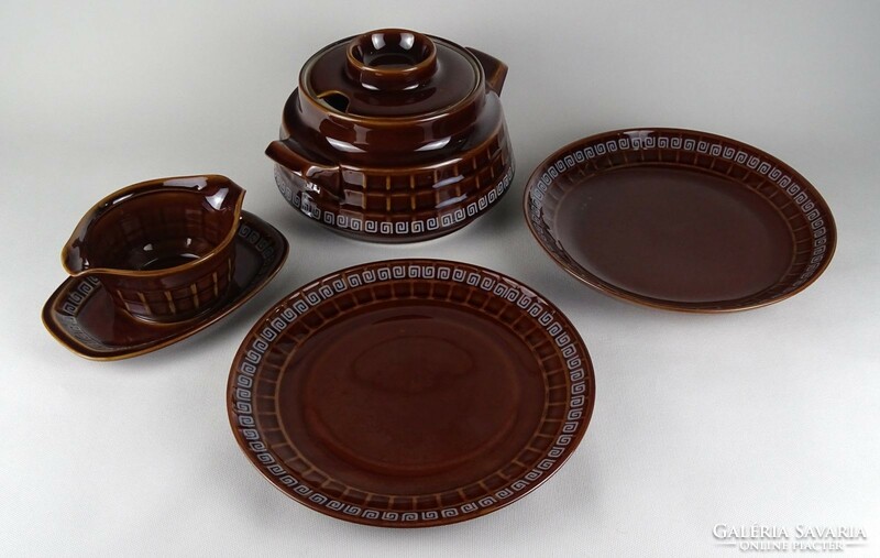 1Q892 brown glazed vintage ceramic set dinnerware