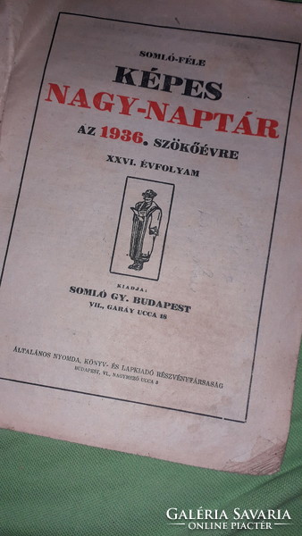 1936. Somló's picture novel calendar book according to the pictures somló gy.