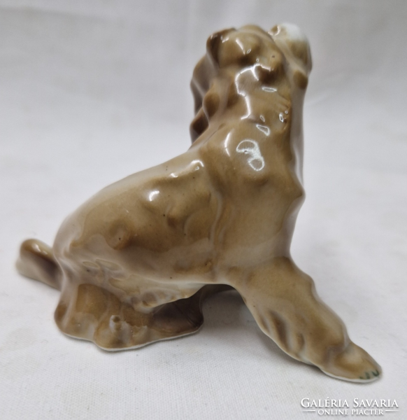 Rare Zsolnay dog scratching his ears porcelain figure 7 cm.