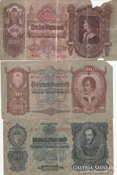 3 Pcs. Pengő line from the 1930s