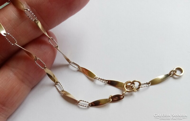 14K yellow-white gold anklet