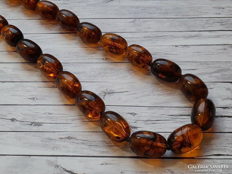 Long imitation amber necklace