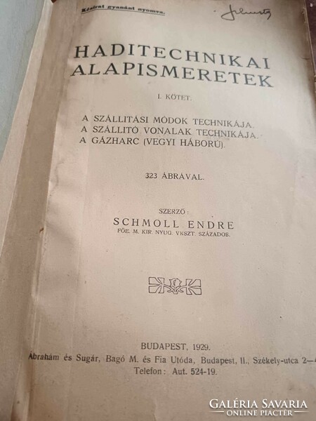 Endre Schmoll: basic knowledge of military technology. Volume I, 1929 edition