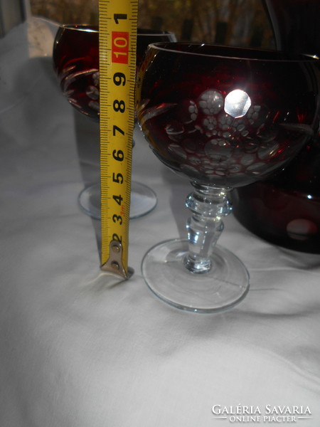 Polished beverage set bottle + 4 stemmed glasses
