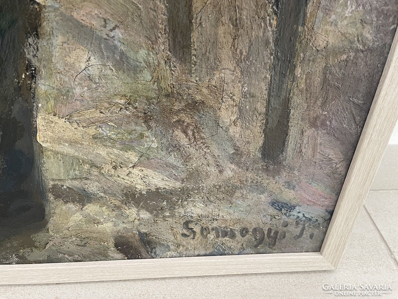 Somogyi Imre halászok Balaton szocreál tó vÍzpart horgászok festmény kép