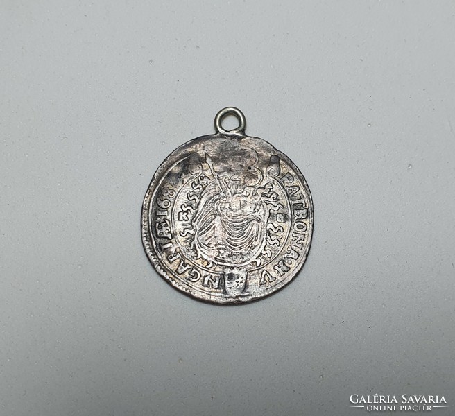 Ezüst 15 Krajcáros Pénz Medál Az 1680-s Évekből.