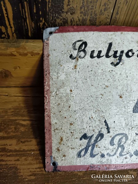 Bulyovszky street sign, old painted sign, from the middle of the 20th century, metal sign, hand painted