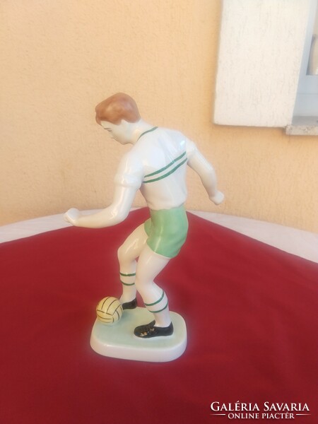 Hollóháza large green and white soccer player,, 27 cm,,, flawless,, discounted!..