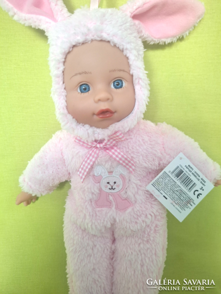 Doll with bunny ears, dressable, in a pink dress (new!) for Andrea!