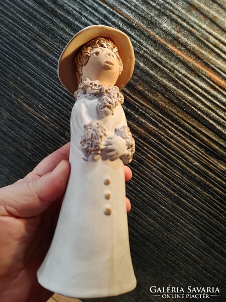 Antalfiné Szente Katalin ceramic lady with a hat 22 cm