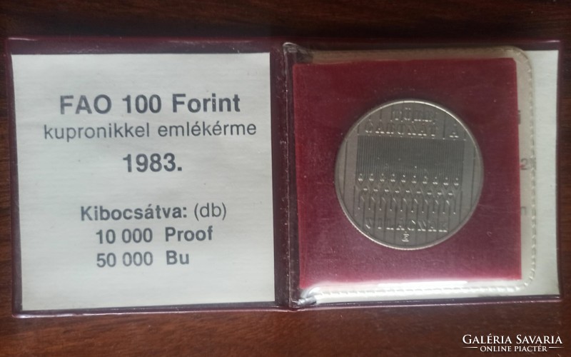 Fao 100 HUF 1983. Cupronickel commemorative coin, with case. 