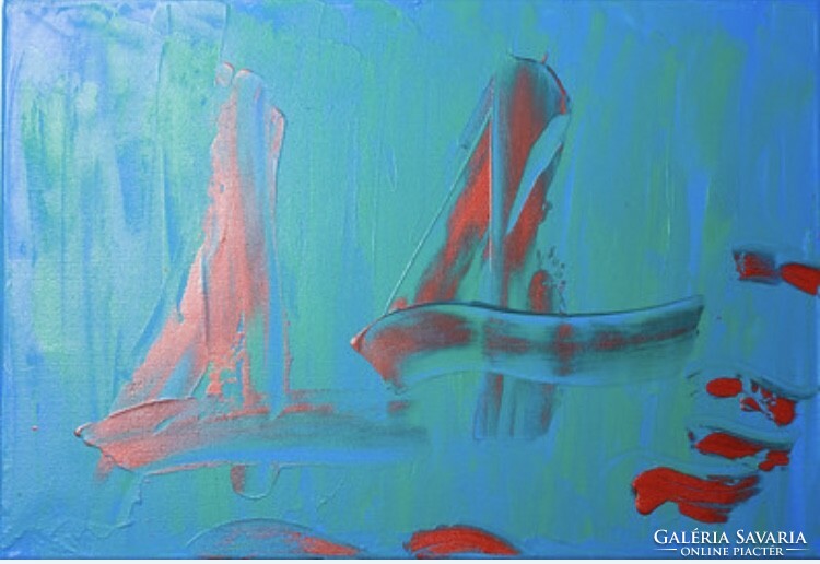 Sailing 55x46cm unique abstract canvas picture
