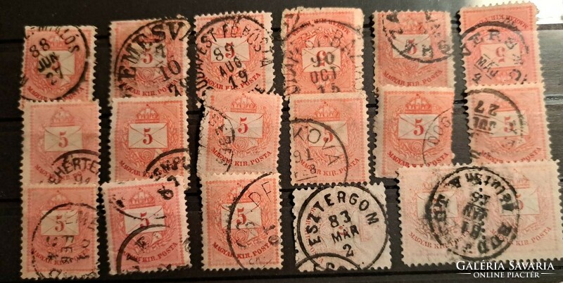 18 colorful numbered 5kr rare stamps