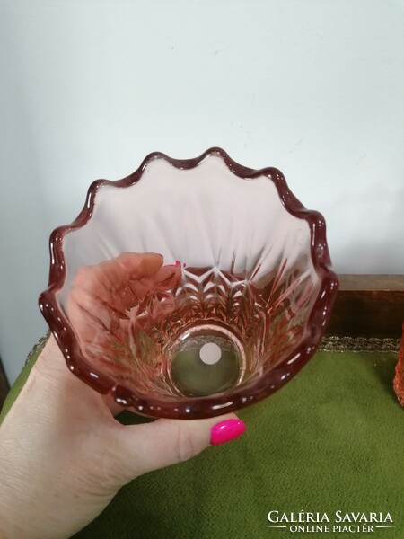Vastag falú rózsaszín üveg váza párban
