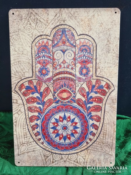 Fathima keze - Hamsa dekorációs  Vintage fém tábla ÚJ! (37-7374)
