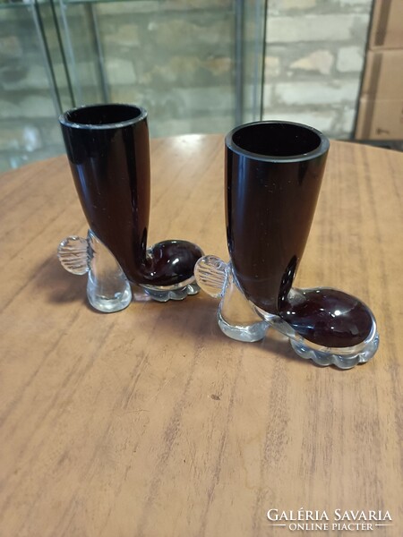 Two Murano glass boots