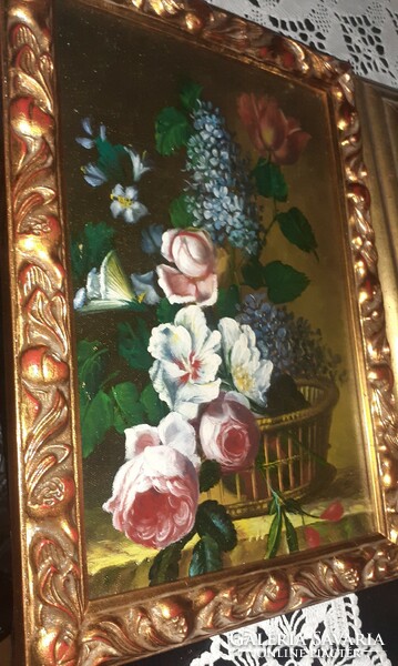 Flower basket with carved frame 35x25