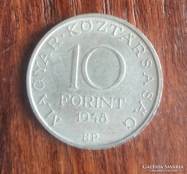 EZÜST 10 FORINT A TÁNCSICS SORBÓL 1948 , 20 gramm