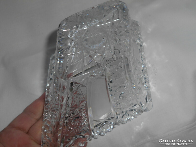 Lead crystal rhombus-shaped centerpiece in beautiful condition, offering bowl - heavy, massive piece