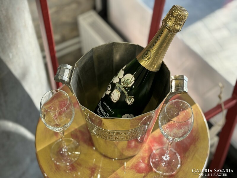 Perrier-Jouët  Champagne sokszögletű Art Deco pezsgőhűtő az 1930-as évekből Francia ARGIT gyártmány
