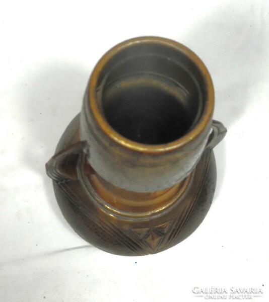 Carl deffner's hand-hammered Jugendstil copper vase with its original(!) glass insert