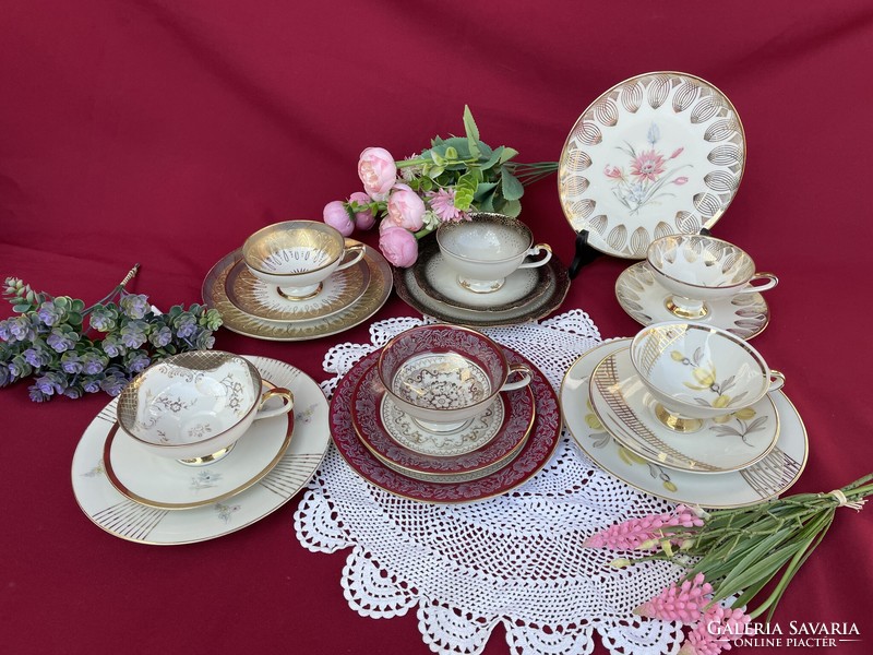 Mixed German Bavarian tea trio set cup cake plate cookie breakfast set floral rosy