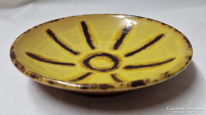 Retro industrial art glazed ceramic plate or wall decoration in perfect condition 19 cm.
