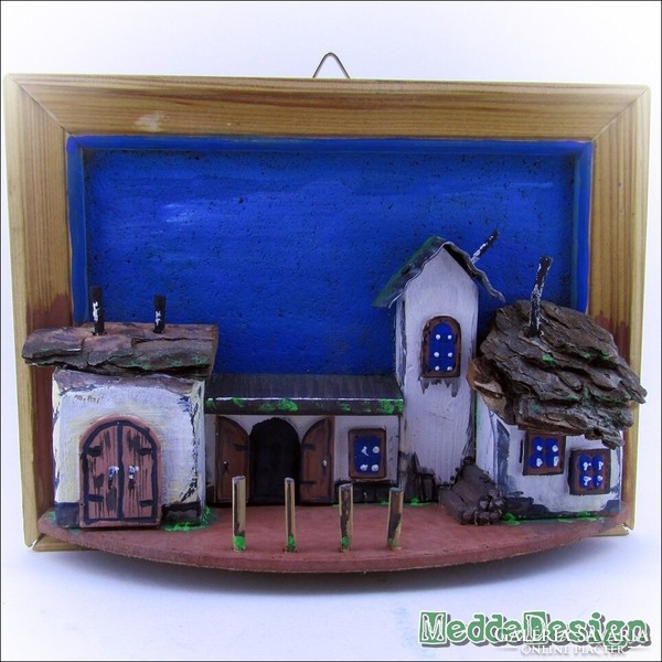 Meddedesign cottage decor coastal village detail - wall decoration in picture frame