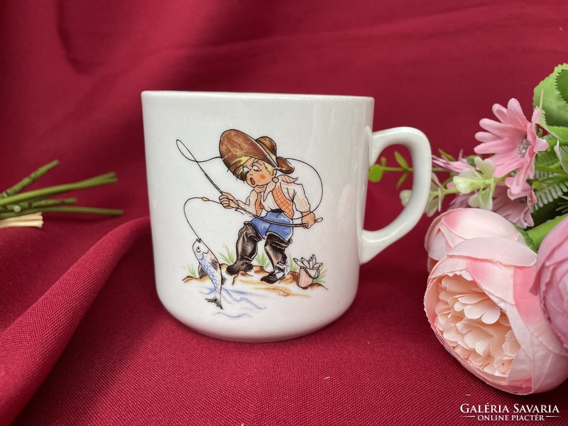 Zsolnay figure fishing mug heritage memory nostalgia piece