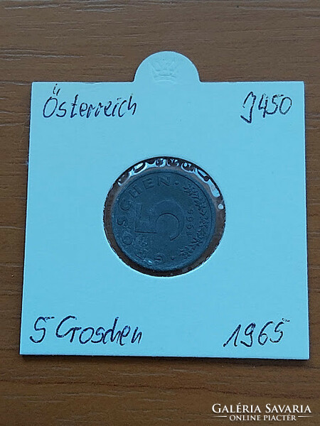 Austria 5 groschen 1965 zinc, in paper case