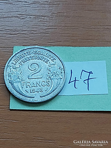 French 2 French francs 1948 alu. 47